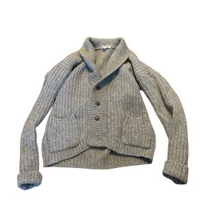 Vintage Alan Michaels 100% Wool Shawl Collar Cardigan Sweater – Gray – Size L